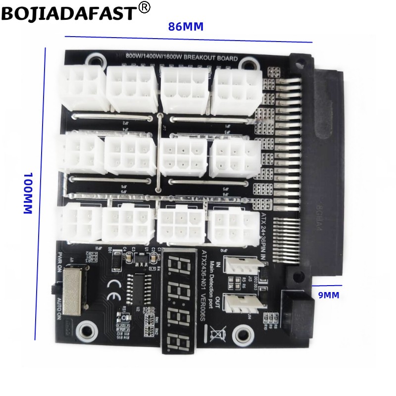 12 * Conectores PCI-E de 6 pin - 2400W Server Psu Breakout Board reseña y precio